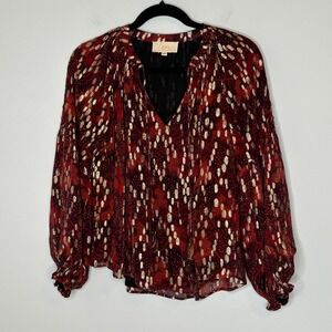 Love the Label Blouse XS Petite Jane Peasant Blouse Red Tassel Boho‎ Festival